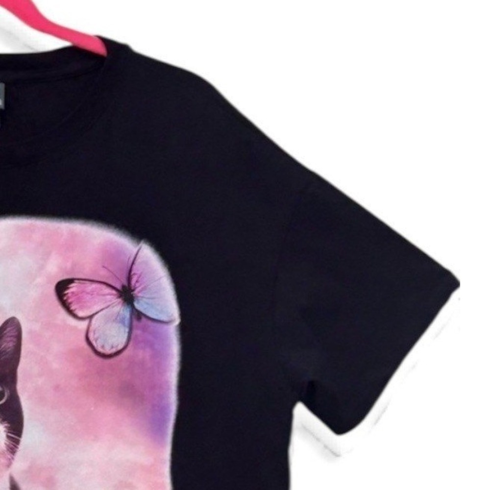 Wild Fable Cat Floral Butterfly Shirt Black‎ Small - Picture 6 of 14